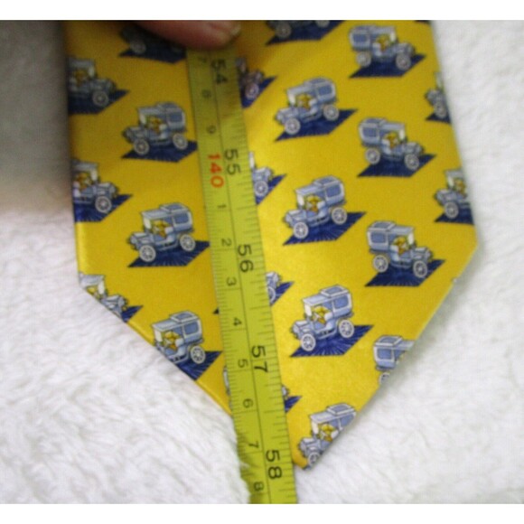 FABERGE Mens Silk Tie Yellow Blue Handmade USA 054 Truck Print - Picture 7 of 8